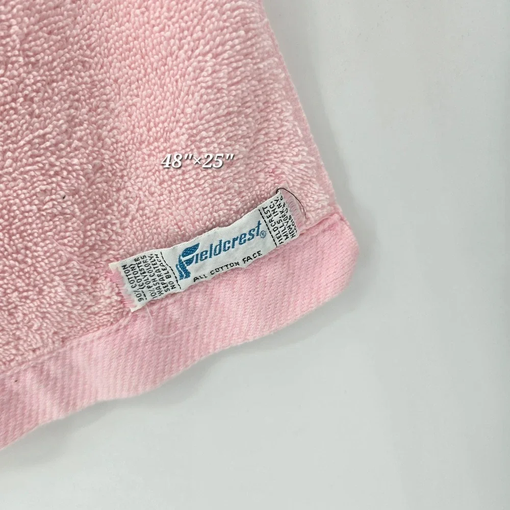 Vintage Fieldcrest Pink Bath Towel Washcloth Set Plush Cotton 4 Piece